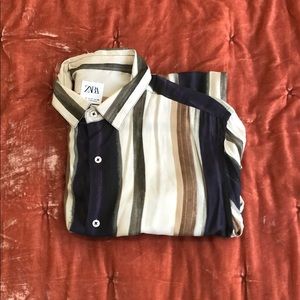 Zara striped button up tee
